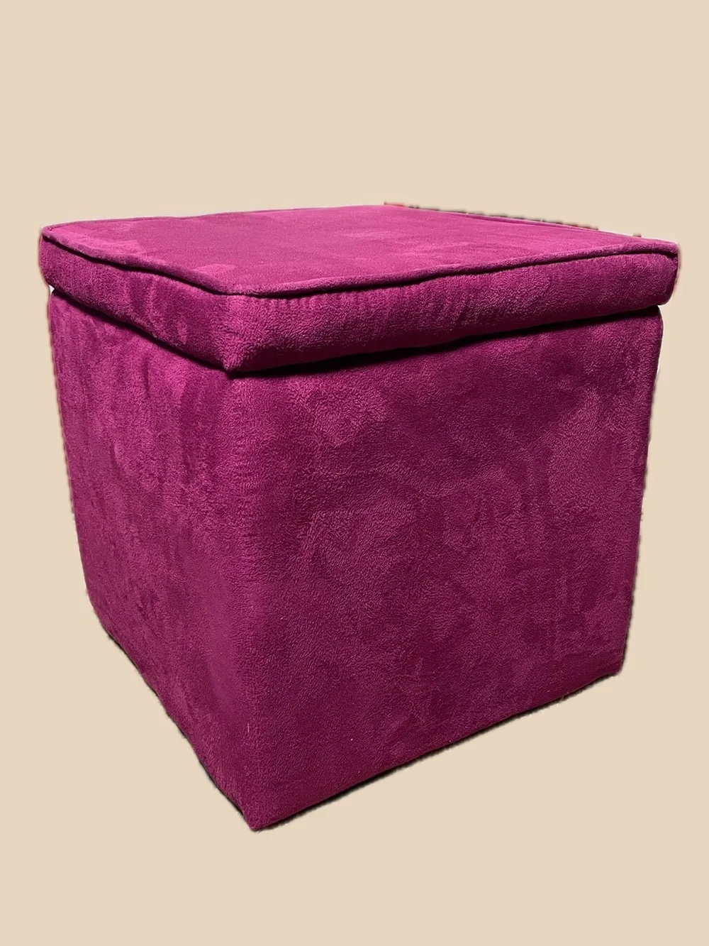 Target Plush Velvety Suede Square Storage Ottoman - Magenta (14.5”x 14.5x 15”H)